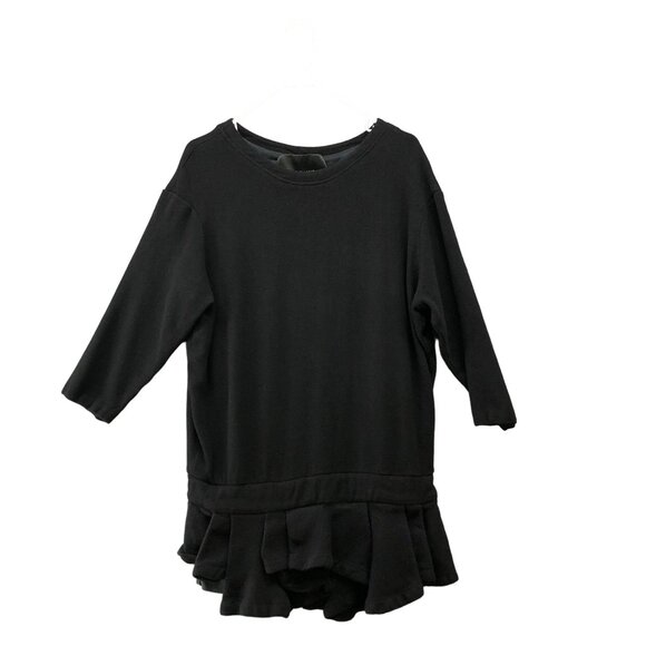 Jay Ahr Tunic Sweater Top Womens M Black Avant Garde Wool Blend Pleated Hem - Picture 1 of 11